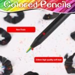 12 Colors Rainbow Pencils for Kids Adults, Rainbow Colored Pencil Art Supplies for Girls Boys, Black Wooden Multi Colored Pencils Bulk for Coloring Drawing Sketching. - Image 4