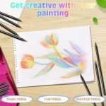 12 Colors Rainbow Pencils for Kids Adults, Rainbow Colored Pencil Art Supplies for Girls Boys, Black Wooden Multi Colored Pencils Bulk for Coloring Drawing Sketching. - Image 6