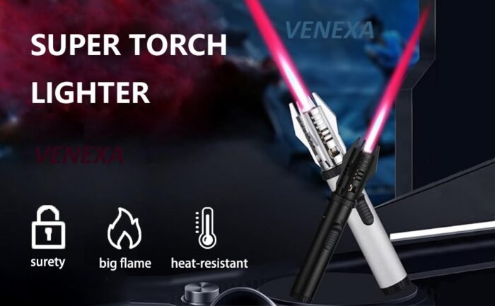 Torch Lighter, Bright Fire Lighter with Safety Lock and Adjustable Flame, Refillable Butane Gas Windproof Jet Flame Cool Lighters for Candles Campfires BBQ Baking, Camping, Gift. - Image 9
