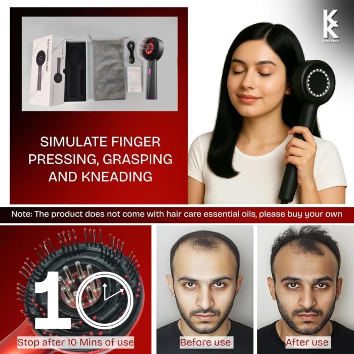 Premium Electric Scalp Massager Comb - 3 In 1 Hair Oil Applicator - Image 7