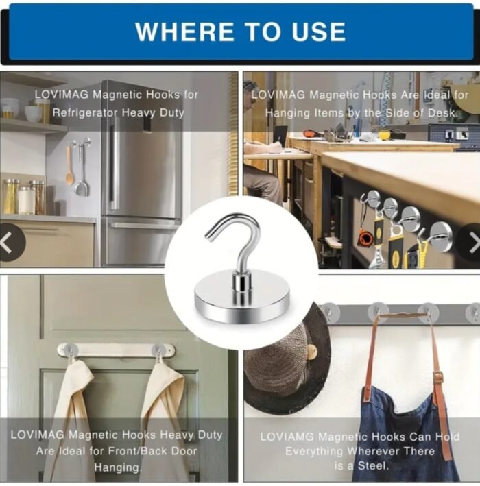 Magnetic Hooks - Heavy Duty - Pack of 4 - Image 4