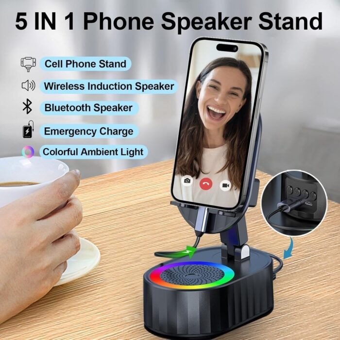 Wireless Induction Audio Bluetooth Speaker 5in1 Phone Holder - Image 5