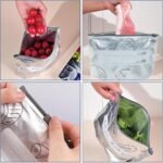 10 PCS Reusable Aluminum Food Storage Bag, Stand Up Foil Sealable Bags with Zip Lock,Food Storage Preservation Bags, Leakproof Aluminium Foil Fresh keeping Bag for Vegetables  etc