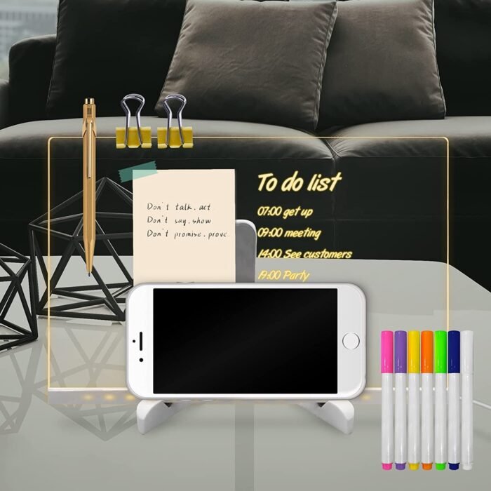 DIY 3D Acrylic Writing Pad With Pen Message Board Rewritable Table Lamp For Study LED Light Office Home Decor Gift - Image 9