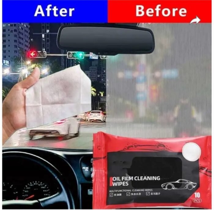 Car Glass Oil Film Removal Wipes, Oil Film Cleaning Wipes ( 10 pcs in 1 pack) Solid Handheld Vehicle Glass Cleaner  (250 g) - Image 2