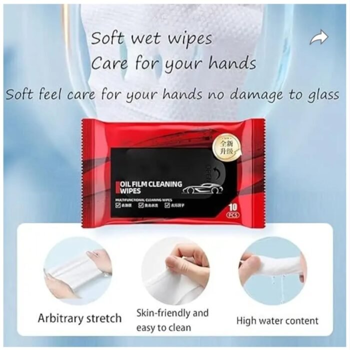 Car Glass Oil Film Removal Wipes, Oil Film Cleaning Wipes ( 10 pcs in 1 pack) Solid Handheld Vehicle Glass Cleaner  (250 g) - Image 6
