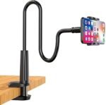 Portable Lazy Stand Mobile Holder with Goosneck Long Arm Clip | Flexible | Foldable | 360 Degree Compatible for Universal Places As Office |Home |Kitchen | Bedroom (Screw Lazy)