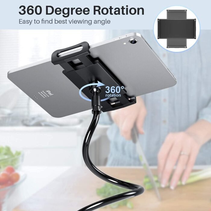 Portable Lazy Stand Mobile Holder with Goosneck Long Arm Clip | Flexible | Foldable | 360 Degree Compatible for Universal Places As Office |Home |Kitchen | Bedroom (Screw Lazy) - Image 8