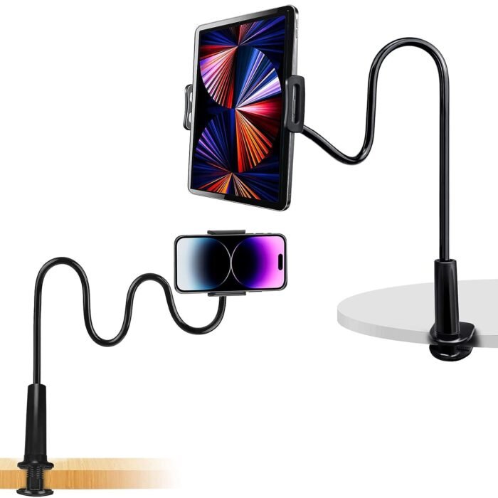Portable Lazy Stand Mobile Holder with Goosneck Long Arm Clip | Flexible | Foldable | 360 Degree Compatible for Universal Places As Office |Home |Kitchen | Bedroom (Screw Lazy) - Image 9
