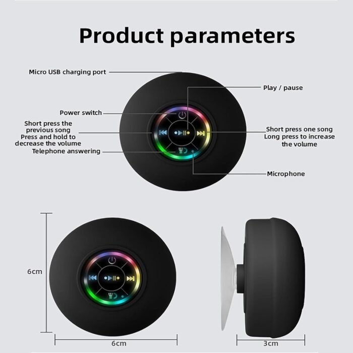 Waterproof Shower Suction Speaker | Mini Bluetooth Shower with Led Light | Portable Ipx4 Waterproof Shower Wireless Speaker with Suction Cup | RGB Pocket Speaker - Image 8