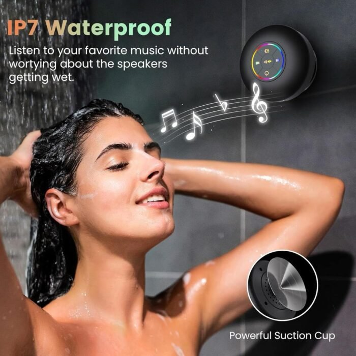 Waterproof Shower Suction Speaker | Mini Bluetooth Shower with Led Light | Portable Ipx4 Waterproof Shower Wireless Speaker with Suction Cup | RGB Pocket Speaker - Image 10