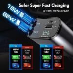 120W Fast Car Charger (2025 New Version) with 80CM Retractable Type-C Charging for 4 Devices – Universal Car Mobile Charger for All Smartphones & Tablets (Car Charger) - Image 3