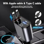 120W Fast Car Charger (2025 New Version) with 80CM Retractable Type-C Charging for 4 Devices – Universal Car Mobile Charger for All Smartphones & Tablets (Car Charger) - Image 4