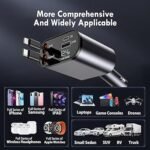120W Fast Car Charger (2025 New Version) with 80CM Retractable Type-C Charging for 4 Devices – Universal Car Mobile Charger for All Smartphones & Tablets (Car Charger) - Image 7