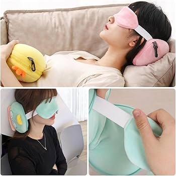 pillow 2 Pillow with Eye Mask for Kids, Teenagers, Travel Accessories for Airplane,Neck Pillow,Travel Pillow with Eye Mask for Sleeping, Multicolor & Design - Image 1