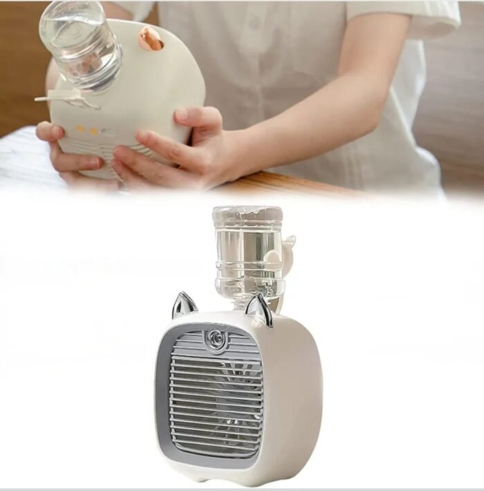 Little Fox Design Spray Fan: 250ml Mist Cooler, 3-Speed USB Rechargeable, Portable AC for Room, Office, Personal Cooling - Image 8