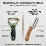 Vegetable Peeler with Wooden Handle, Premium Stainless Steel Peeler with Built-in Bottle Opener, Multifunctional Kitchen Tool for Potato, Apple, Carrot, Pumpkin, 2-in-1 - Image 4