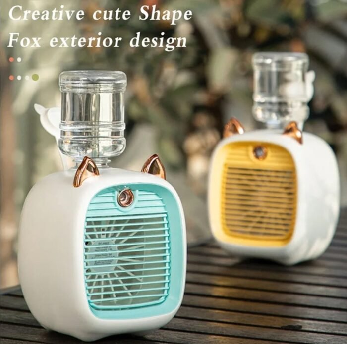 Little Fox Design Spray Fan: 250ml Mist Cooler, 3-Speed USB Rechargeable, Portable AC for Room, Office, Personal Cooling - Image 5