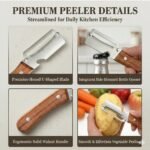 Vegetable Peeler with Wooden Handle, Premium Stainless Steel Peeler with Built-in Bottle Opener, Multifunctional Kitchen Tool for Potato, Apple, Carrot, Pumpkin, 2-in-1 - Image 6