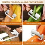 Vegetable Peeler with Wooden Handle, Premium Stainless Steel Peeler with Built-in Bottle Opener, Multifunctional Kitchen Tool for Potato, Apple, Carrot, Pumpkin, 2-in-1