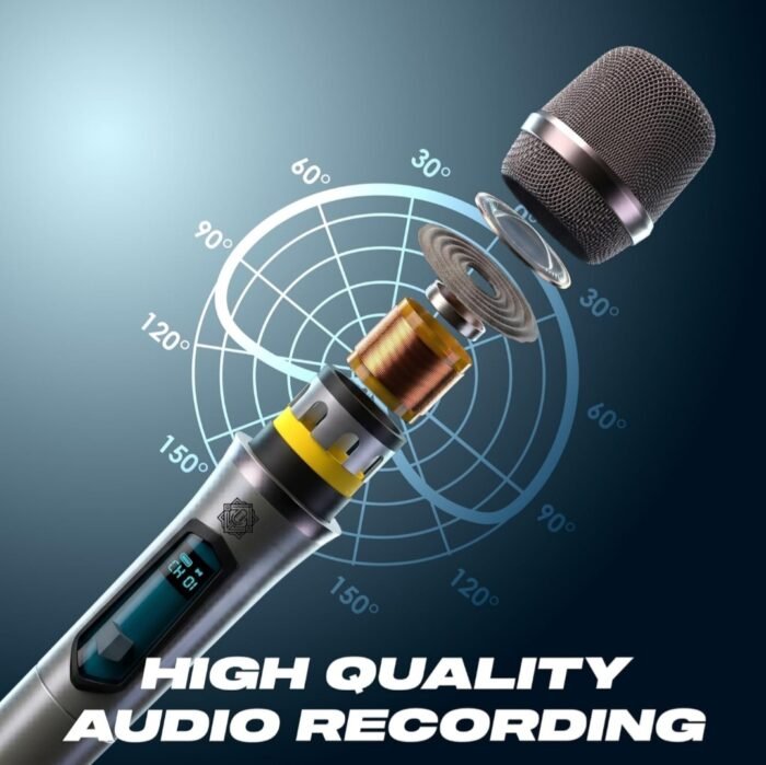 UHF Wireless Dual Handheld Microphone System | Rechargeable Cordless Dual Mics with UHF Receiver & 6.35mm Jack | 30–60m Range for Karaoke, Stage Performances, Classrooms, Events & Parties - Image 3