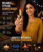 Matchstick Shaped Butane Lighter 20.5 cm, Refillable Long Handle Gas Lighter with One Touch Trigger, Visible Fuel Window & Hanging Ring for Kitchen Stove, BBQ, Candle and Camping Use - Image 4