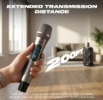 UHF Wireless Dual Handheld Microphone System | Rechargeable Cordless Dual Mics with UHF Receiver & 6.35mm Jack | 30–60m Range for Karaoke, Stage Performances, Classrooms, Events & Parties
