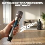 UHF Wireless Dual Handheld Microphone System | Rechargeable Cordless Dual Mics with UHF Receiver & 6.35mm Jack | 30–60m Range for Karaoke, Stage Performances, Classrooms, Events & Parties
