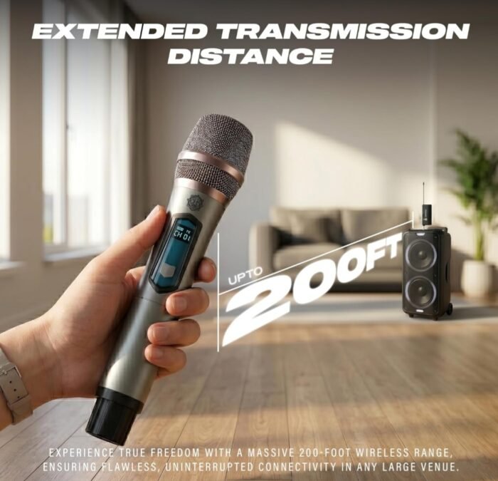 UHF Wireless Dual Handheld Microphone System | Rechargeable Cordless Dual Mics with UHF Receiver & 6.35mm Jack | 30–60m Range for Karaoke, Stage Performances, Classrooms, Events & Parties - Image 4