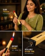 Matchstick Shaped Butane Lighter 20.5 cm, Refillable Long Handle Gas Lighter with One Touch Trigger, Visible Fuel Window & Hanging Ring for Kitchen Stove, BBQ, Candle and Camping Use - Image 7
