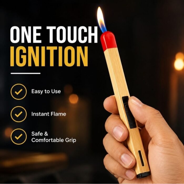 Matchstick Shaped Butane Lighter 20.5 cm, Refillable Long Handle Gas Lighter with One Touch Trigger, Visible Fuel Window & Hanging Ring for Kitchen Stove, BBQ, Candle and Camping Use - Image 8
