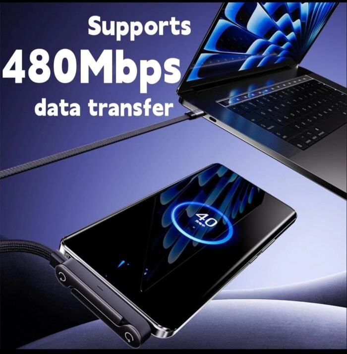 240W Fast Charge Cable with Built-in Phone Stand, - Image 4