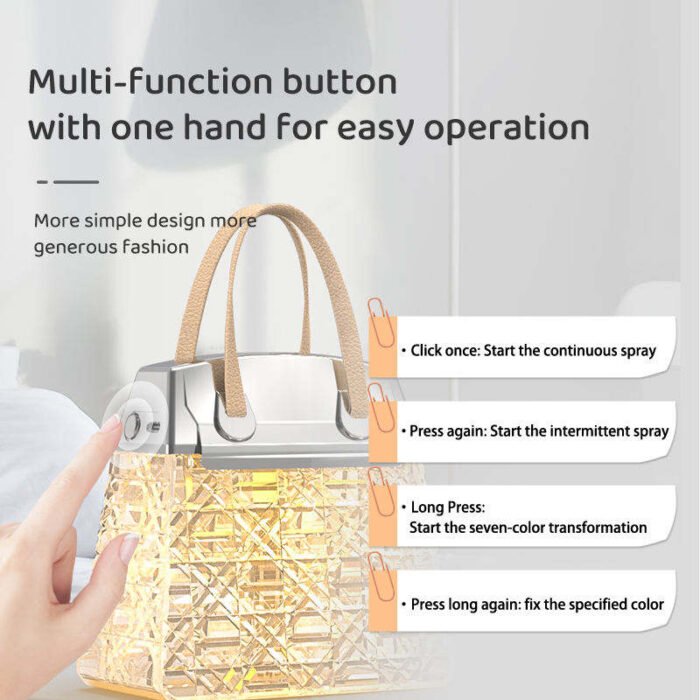 Desktop USB Small Crystal Bag Humidifier Aromatherapy Ambience Light - Image 7