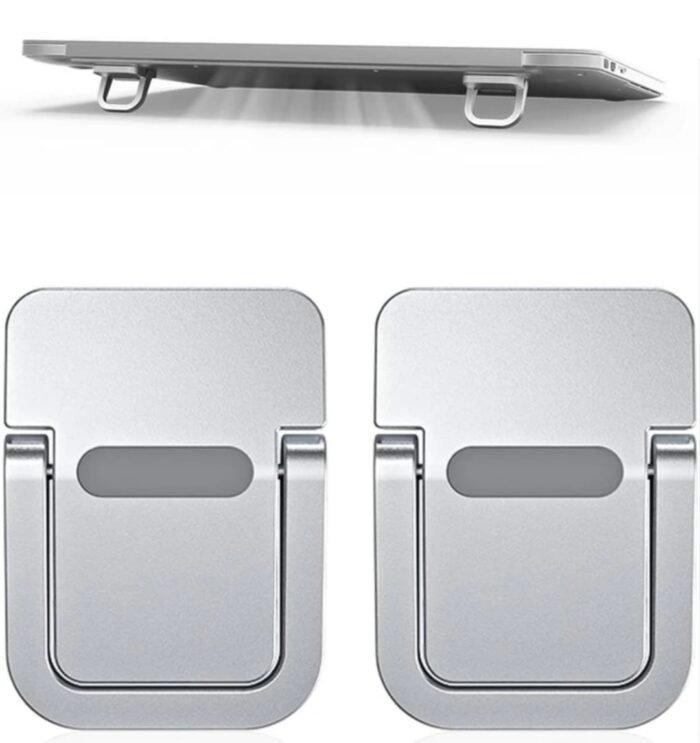 2PCS Invisible Metal Laptop Stand for Desk | Portable Mini Laptop Keyboard Riser | Compatible with MacBook, Dell, HP, Lenovo, Asus, Acer & More | Includes Extra Glue & Anti-Slip Pads - Image 2