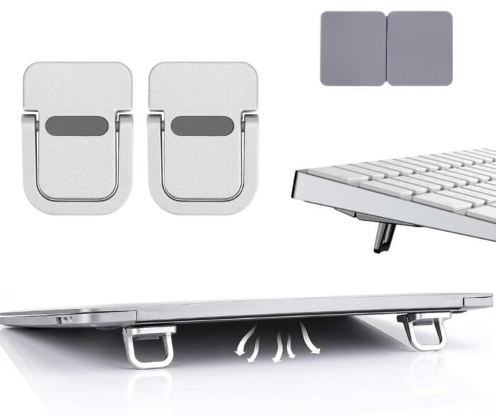 2PCS Invisible Metal Laptop Stand for Desk | Portable Mini Laptop Keyboard Riser | Compatible with MacBook, Dell, HP, Lenovo, Asus, Acer & More | Includes Extra Glue & Anti-Slip Pads - Image 8