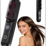 Cordless Hair Straightener Brush-Porta Eco Portable Straightening Brush For Travel,Mini Hot Ionic Straightener Comb For Women,Ceramic Coating,Lightweight For Touch-Ups,Usb Rechargeable