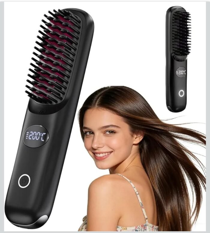 Cordless Hair Straightener Brush-Porta Eco Portable Straightening Brush For Travel,Mini Hot Ionic Straightener Comb For Women,Ceramic Coating,Lightweight For Touch-Ups,Usb Rechargeable - Image 3