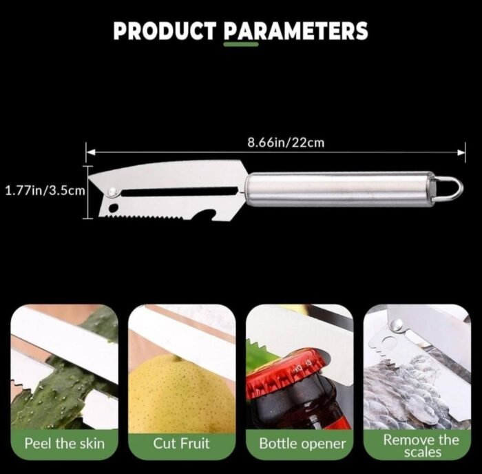5-in-1 Multifunctional Vegetable Peeler – Stainless Steel Kitchen Peeler with Julienne Cutter, Serrated Blade, Fruit & Potato Peeler, Ergonomic Handle for Vegetables and Fruits - Image 4