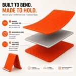 Silicone Phone Stand with Aluminum Core, Foldable Rollable Mobile Holder, Multi-Angle Adjustable Desk Stand for Phone, Tablet, E-Reader, Travel, Anti-Slip Orange - Image 4