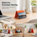 Silicone Phone Stand with Aluminum Core, Foldable Rollable Mobile Holder, Multi-Angle Adjustable Desk Stand for Phone, Tablet, E-Reader, Travel, Anti-Slip Orange - Image 7