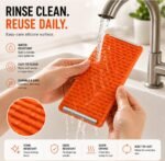 Silicone Phone Stand with Aluminum Core, Foldable Rollable Mobile Holder, Multi-Angle Adjustable Desk Stand for Phone, Tablet, E-Reader, Travel, Anti-Slip Orange - Image 10