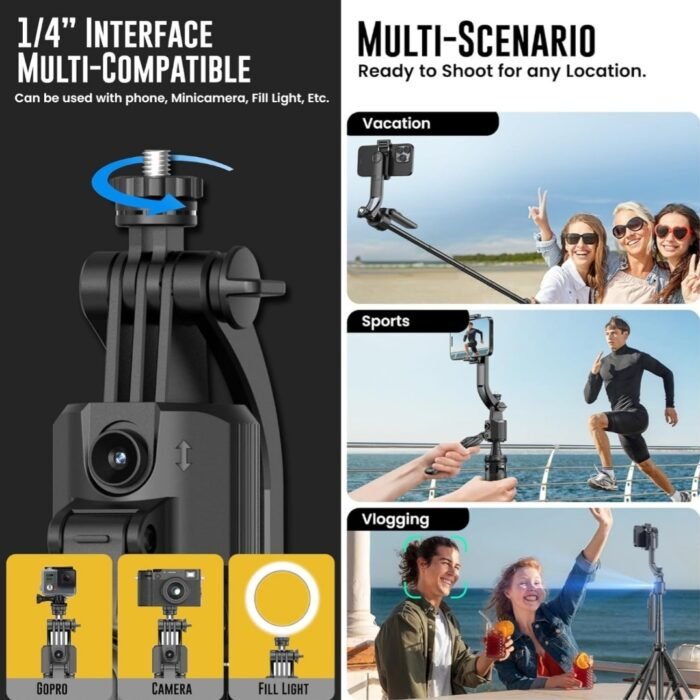 TT07 Tracking Gimbal Selfie Stick with 1.8 m Extension, Auto Face Tracking & 360° Rotation - Image 9