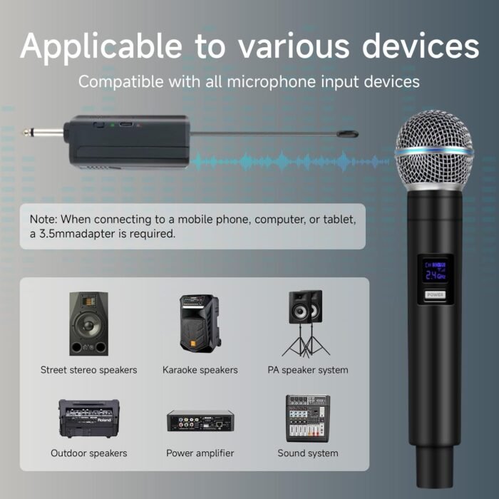 Professional Dual Wireless Microphone for Karaoke & Singing – 2.4GHz Portable Dynamic Mic for Streaming & Live Performance - Image 3
