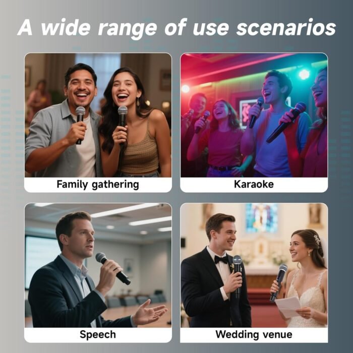 Professional Dual Wireless Microphone for Karaoke & Singing – 2.4GHz Portable Dynamic Mic for Streaming & Live Performance - Image 7