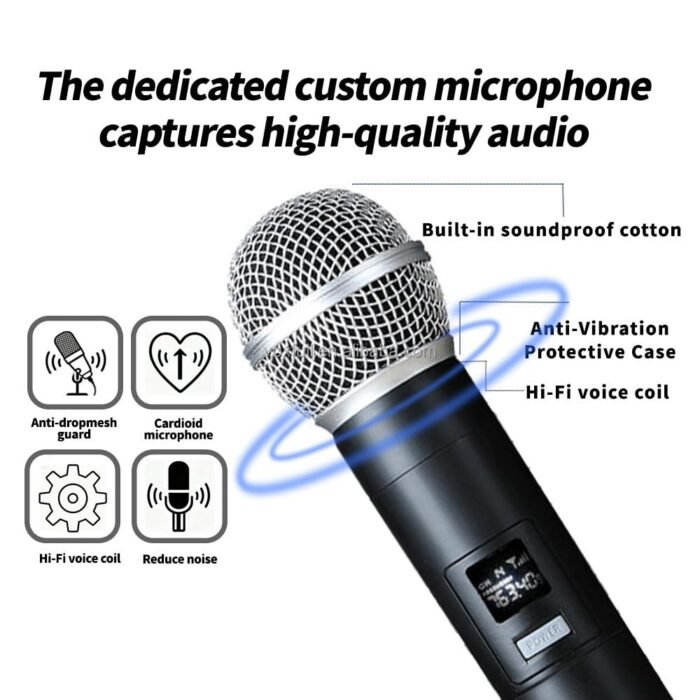 Professional Dual Wireless Microphone for Karaoke & Singing – 2.4GHz Portable Dynamic Mic for Streaming & Live Performance - Image 9