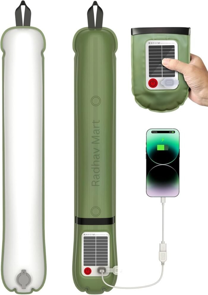 Inflatable Solar Tubelight | Solar Lantern Light | USB Rechargeable Light | 4 Lighting Modes | IP66 Waterproof | Portable and Lightweight Tent Light | Power Bank | Portable, Foldable Camping Light - Image 2